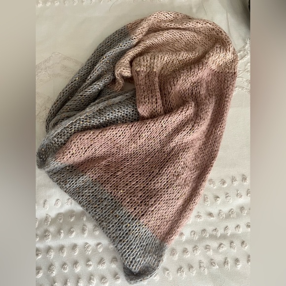 Anthropologie Madison 88 sequined Infinity Scarf Blue/ Pink - Picture 7 of 11